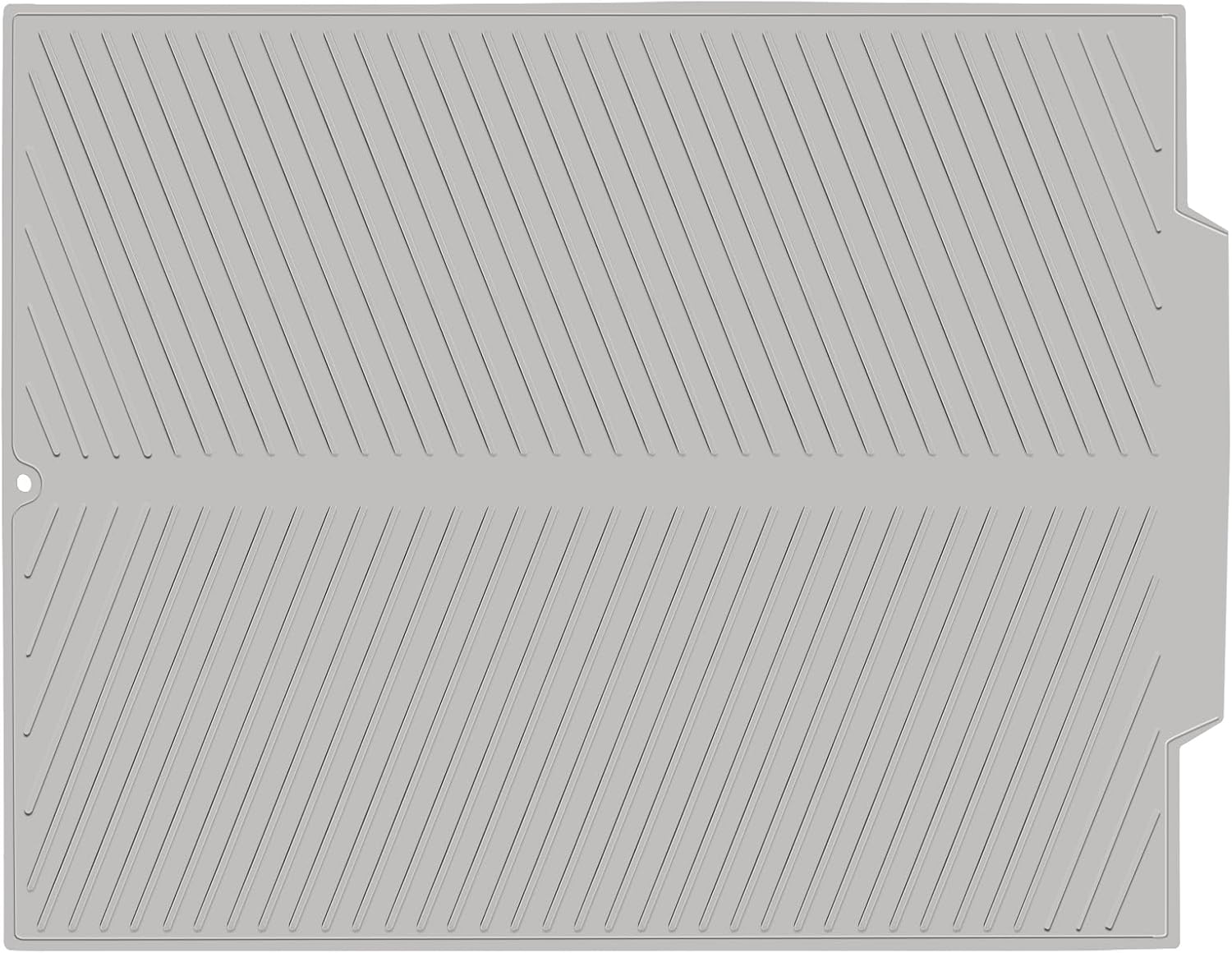 SHARME Silicone Dish Drying Mat with Drain Lip, Dish Drying Pad, Non-Slip Easy Clean Dish Drainer Mat Kitchen Pad, Silicone Mat for Kitchen Counter or Sink,Refrigerator or Draw-16" X 12.5" Grey image number 2