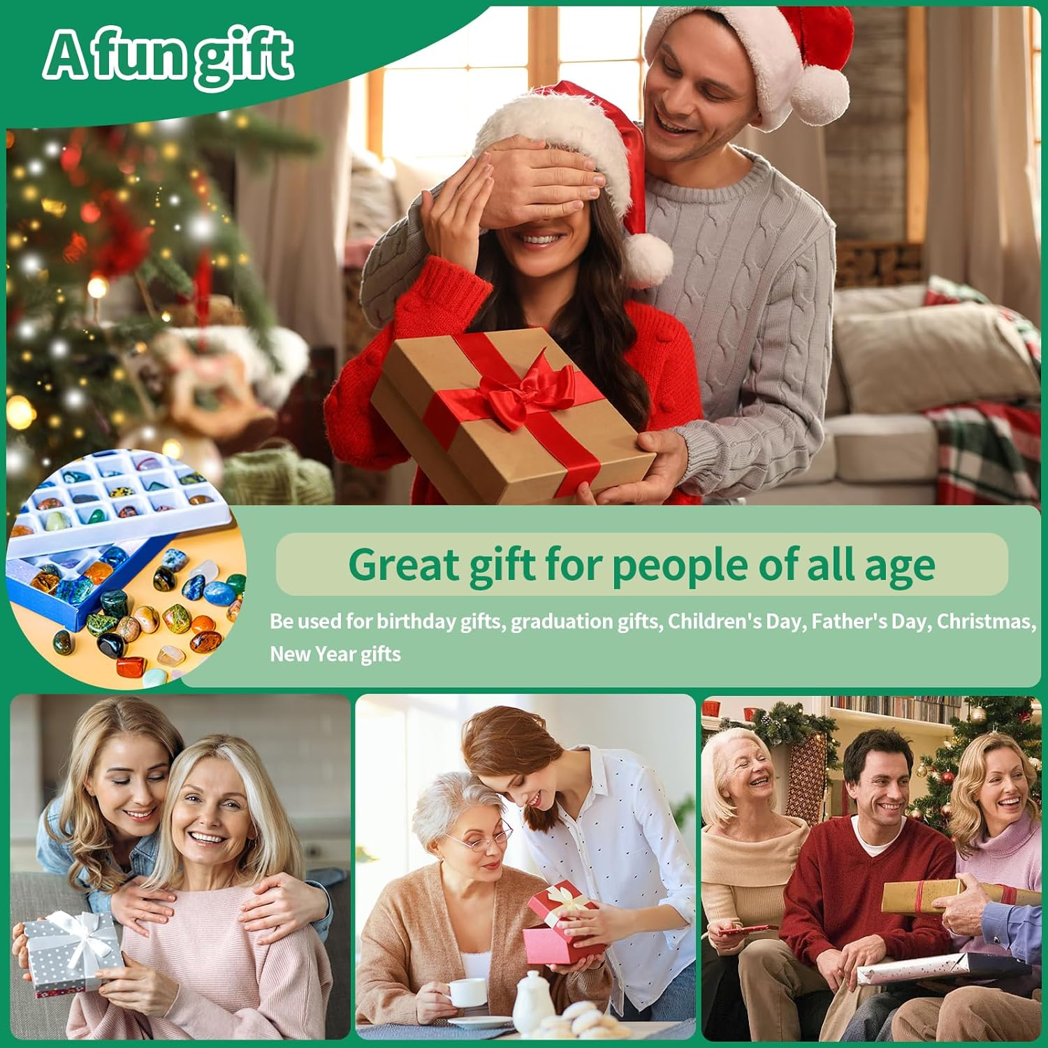 30 Pcs Gemstones & Crystals Educational Collection Gift Box Kit Display Case for School, Rock Geology Gem Science Kit for Teacher image number 6