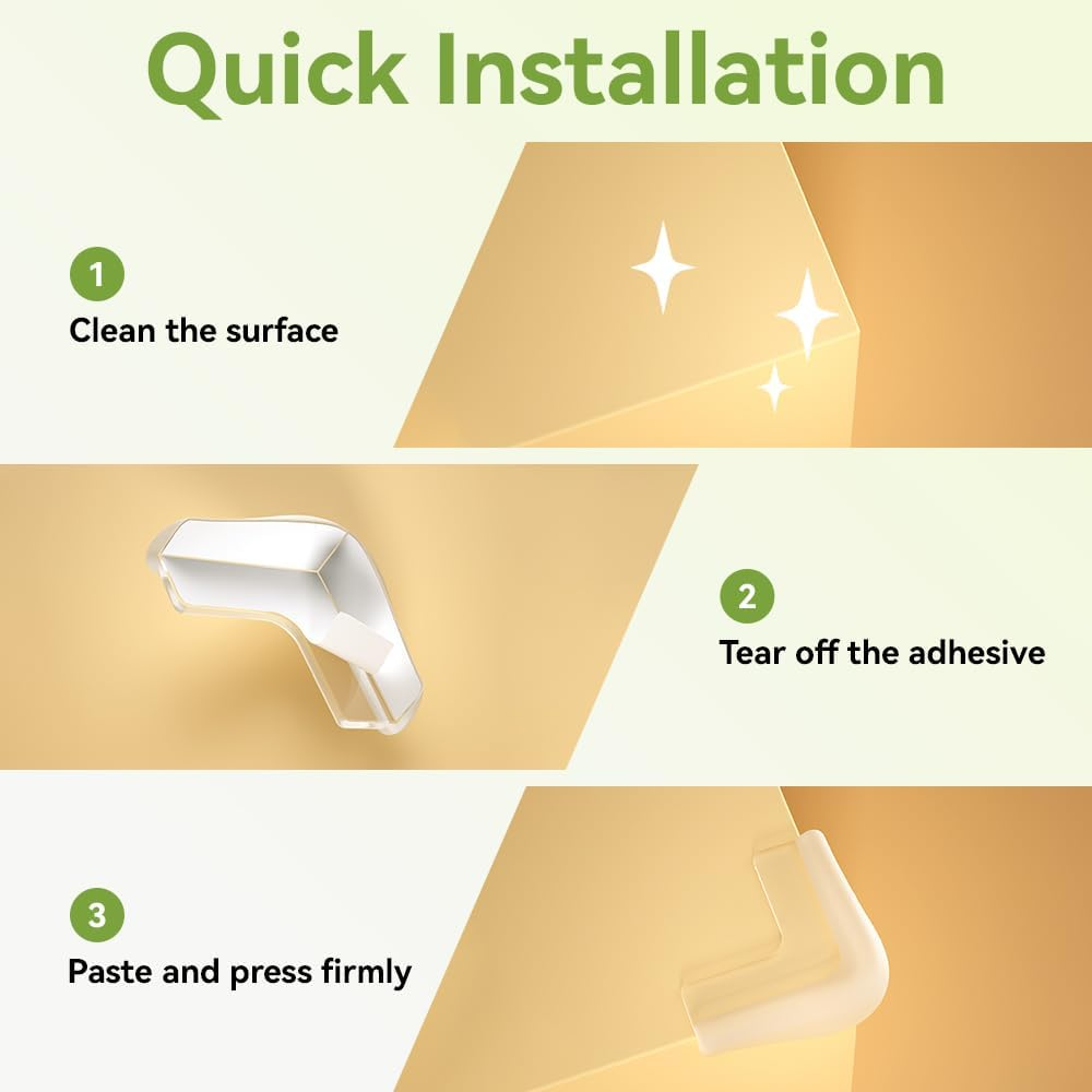 SAFELON 8 PCS Childproof Corner Protector, Baby Safety Table Corner Guard, Silicone Material Baby Proof Bumper Cushion (Clear-White) image number 3