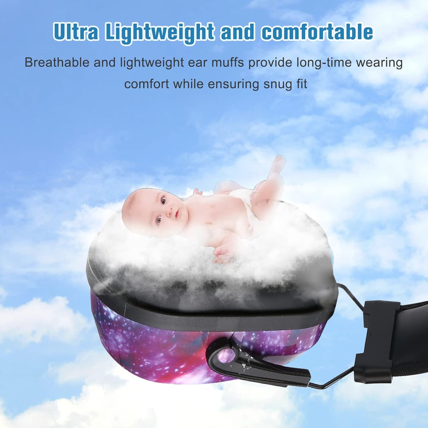 Procase Kids Ear Protection, SNR 29 Db Noise Cancelling Headphones for Autism Children Toddler, Sound Proof Noise Reduction Earmuffs for Fireworks, Flight, Concert -Starry Purple - Black image number 2