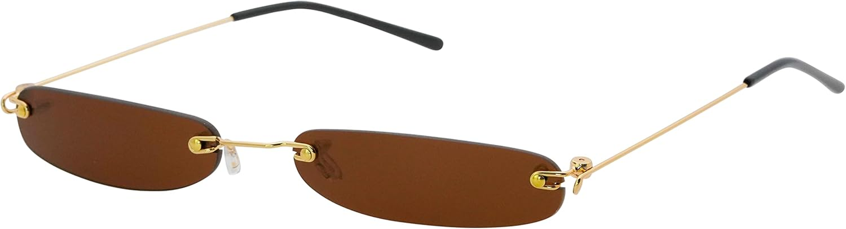 Retro Narrow Small Sunglasses Clear Colored Lens Fashion Rimless Rectangle Sunglasses