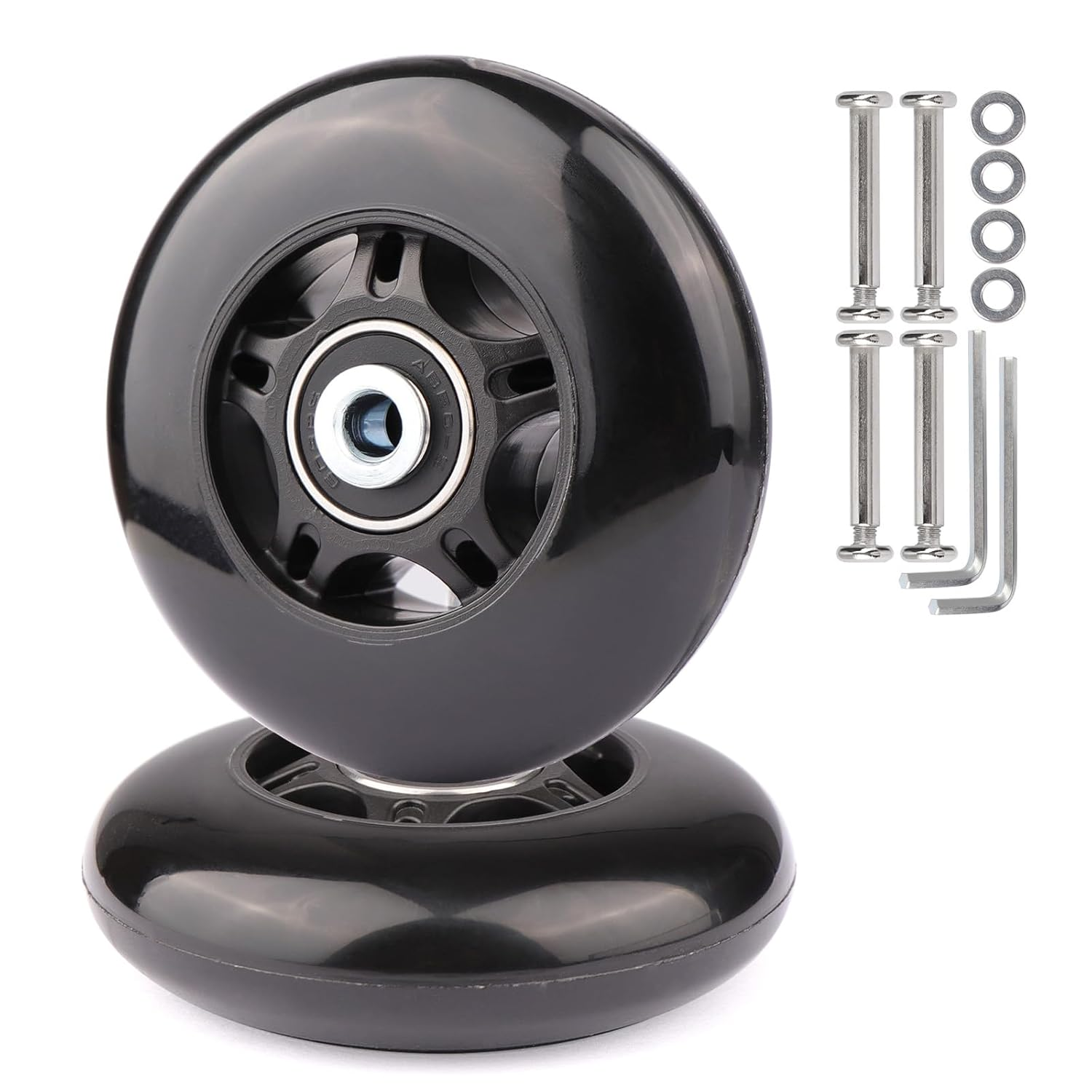 Gladder Luggage Suitcase Replacement Wheels Silent PU Caster Inline Wheels W/Abec7 608-2RS Bearings 6Mm Axles Washer Universal Repair Kit (80X24Mm) image number 2