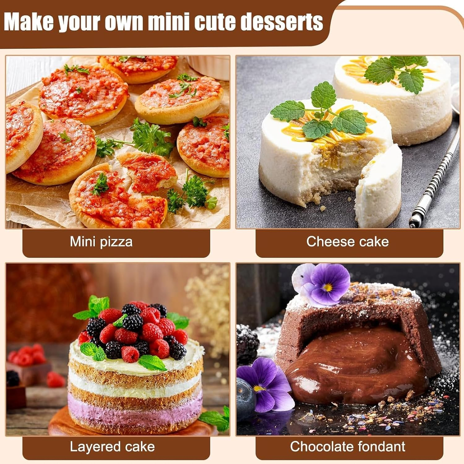 Goyuhome 8Pcs Aluminum Nonstick Baking Moulds Set for Cake Pops, Pudding, Cupcakes & Muffins Reusable round Bakeware