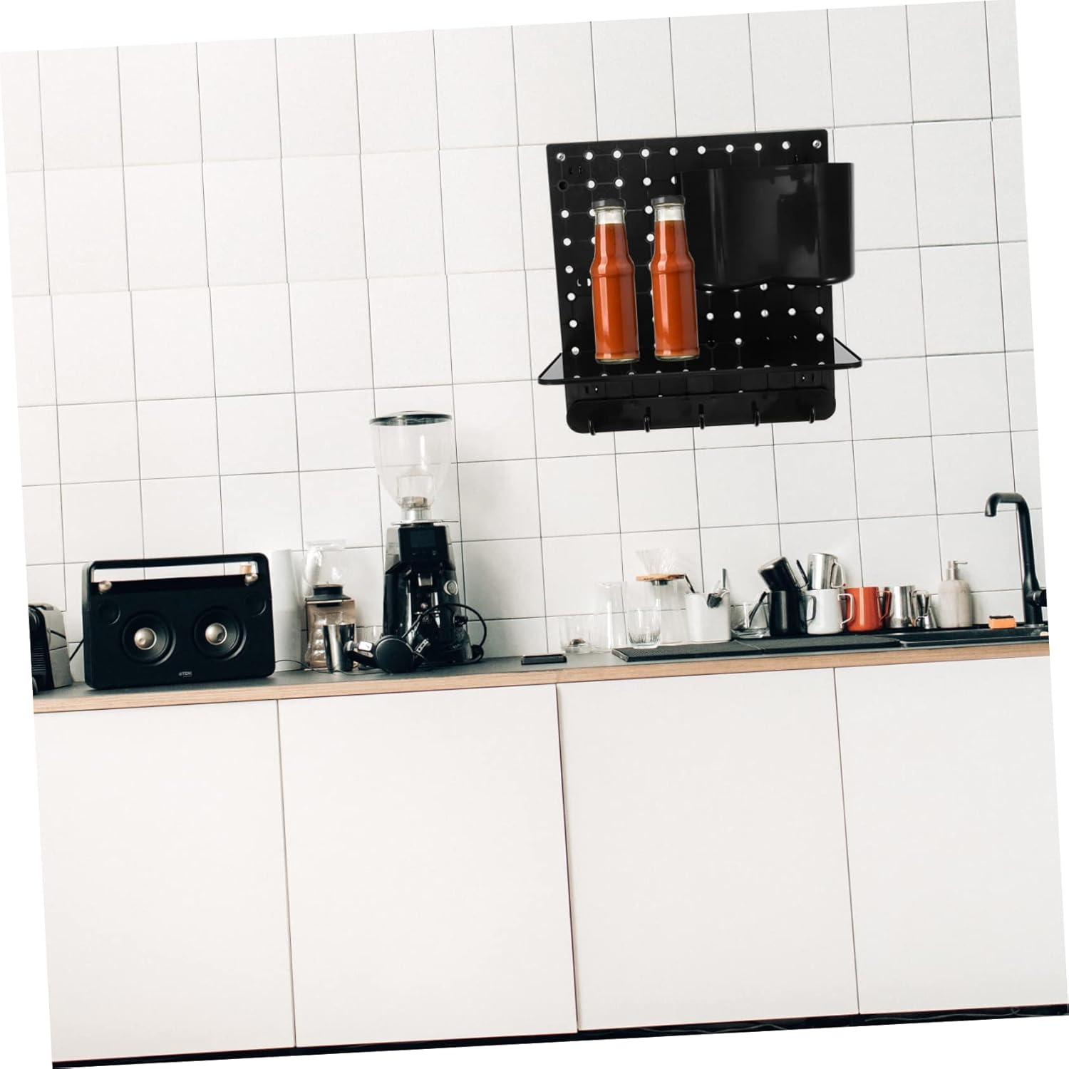 Perforated Board for Kitchen Bedroom Storage Wall-Mounted Pegboard Organizer Material Versatile Function for Home Organization image number 6