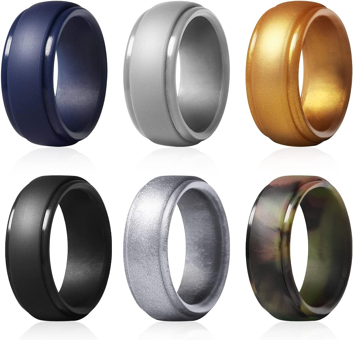 Silicon Rings, 6 Pcs Wedding Silicone Band for Women, Men, Workout (6 Color) image number 3