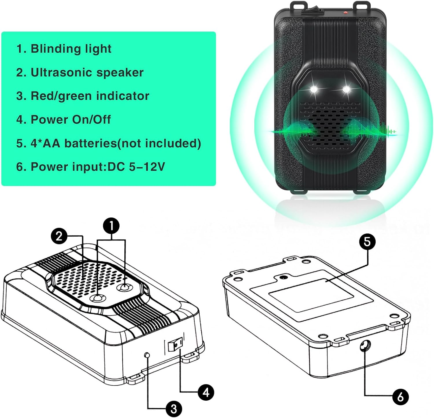 Car Rodent Repellent under Hood Rat Repellent Ultrasonic with Strobe Light,Rodent Repellent for Car Engines Squirrel Repellent for Car,3 Power Mouse Deterrent to Keeping Rodents Out of Car (4) image number 5