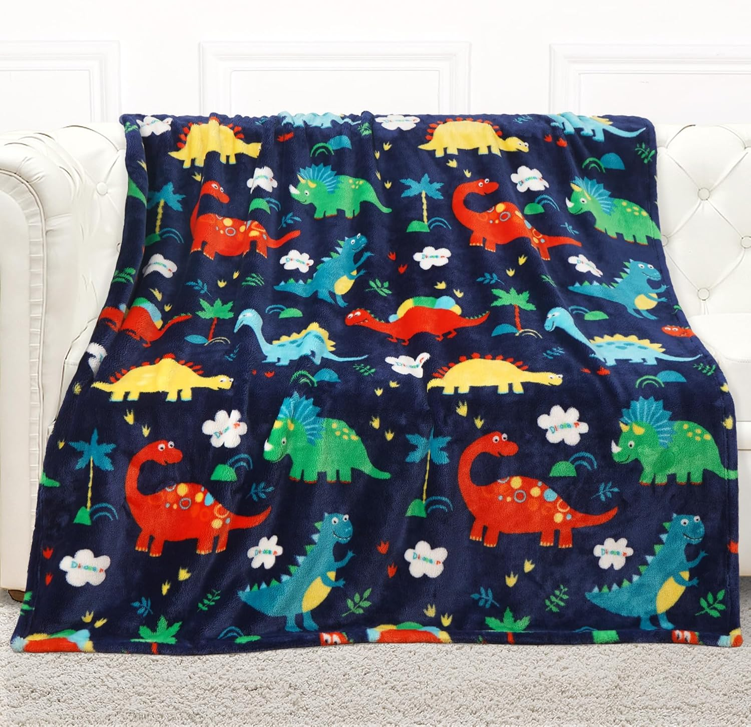 Mermaker Dinosaur Blanket for Boys, 380 GSM Dinosaur Toddler Blanket for Boys and Girls, Cute Dinosaur Blanket for Kids, Toddler Boys Blanket Soft Fleece Kids Throw Blanket for Toddler (50X60 Inch)