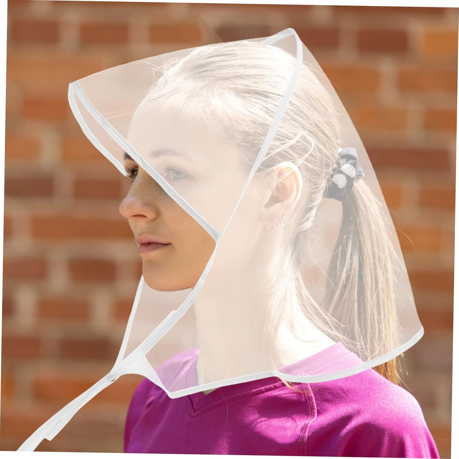 Beaupretty 5Pcs Waterproof Rain Bonnet Hair Cover Plastic Caps Sunproof Hats for Women Protect Hairstyle Outdoor Use White image number 6