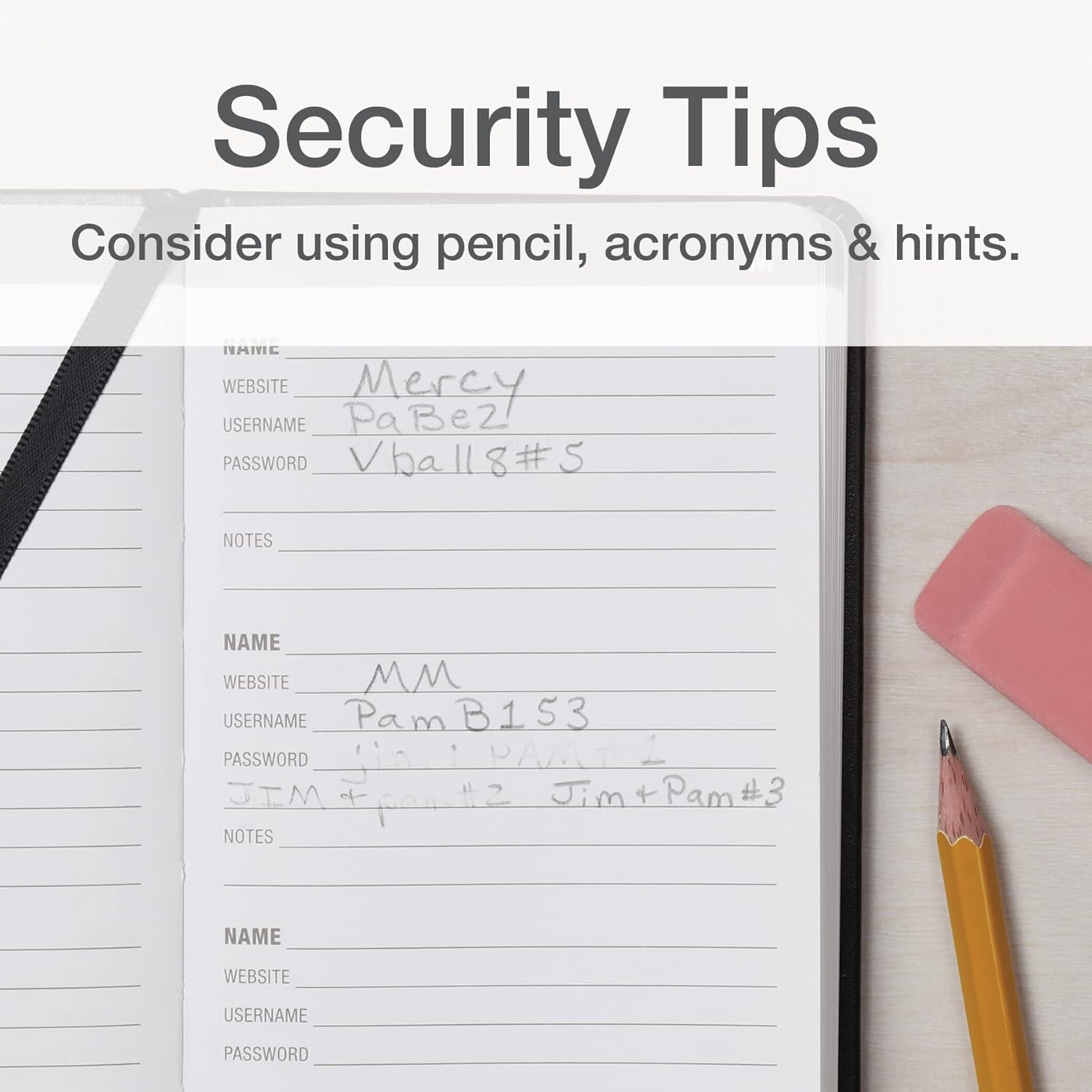 Oxford Password Book, Black Hardcover Journal, Username and Password Organizer, Small 3.5" X 5.5" Size, Internet, Wifi, Software Login Tracker (71010) image number 4