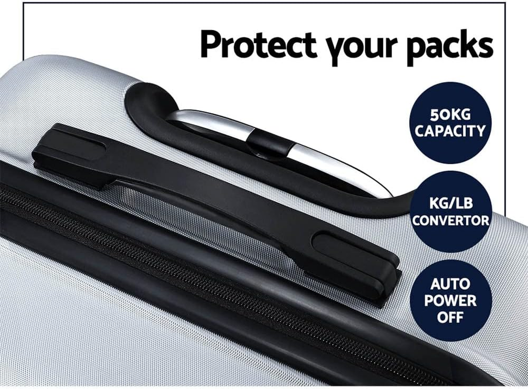 3Pc Lightweight Durable Hard Shell Luggage Trolley Travel Suitcase Set - Silver image number 3