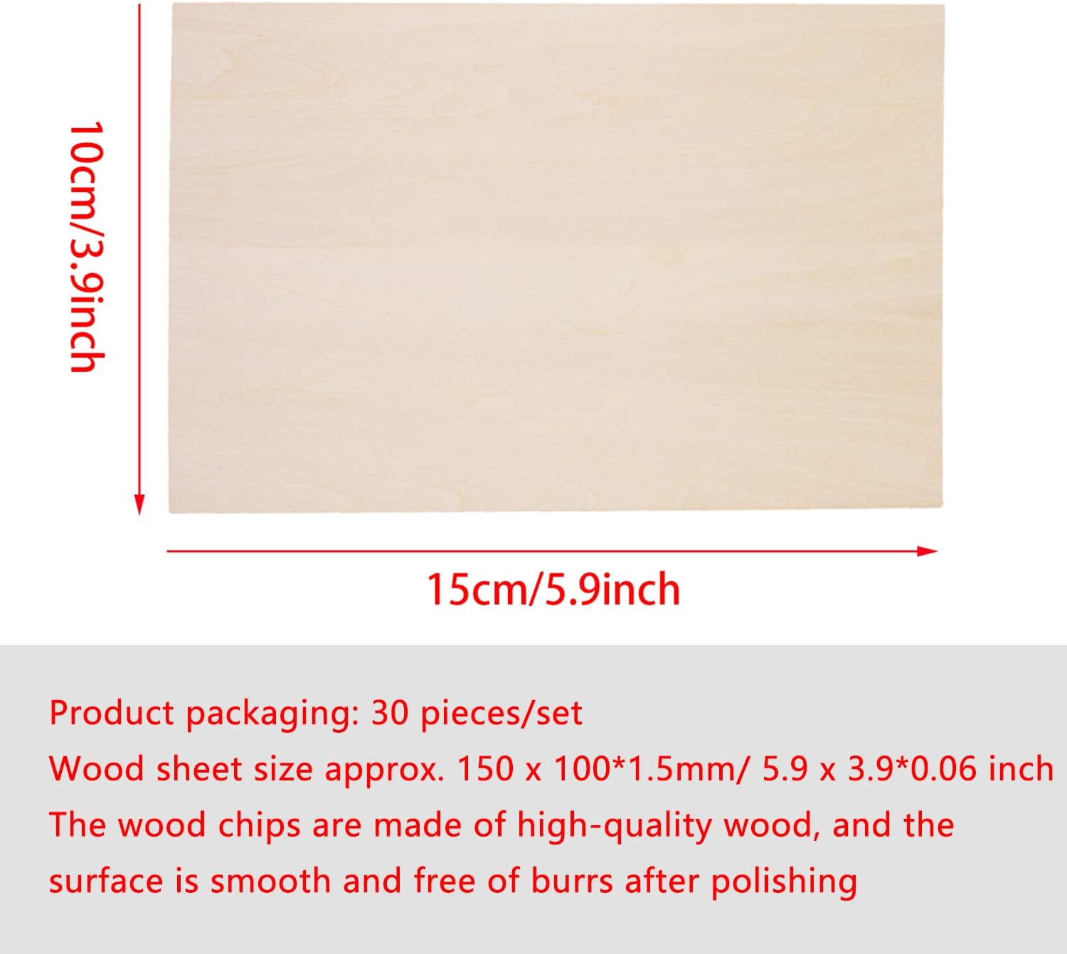 SIWUCHYE Basswood Sheets, 30 Pack Unfinished Wood, Rectangle Thin Plywood Wood Sheets for Crafts, Wood Burning and CNC Cutting, Wooden DIY Ornaments, 150*100*1.5Mm, W-30 image number 4