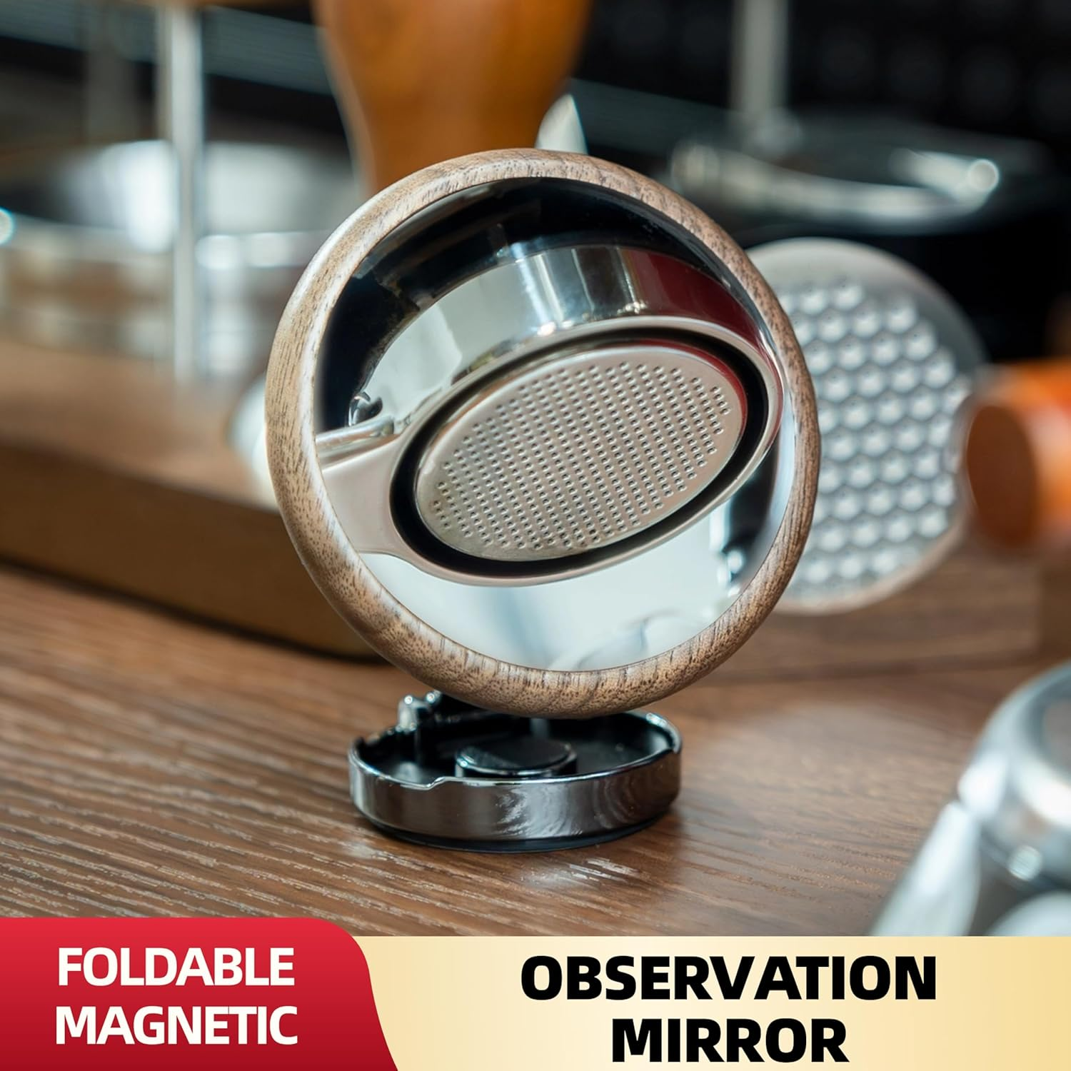 NEOUZA Espresso Shot Mirror for Flair Espresso Maker & Bottomless Portafilter | Multi-Angle Adjustable | Detachable Magnetic Mirror | Optimal Espresso Extraction Observation (Metal Gray)