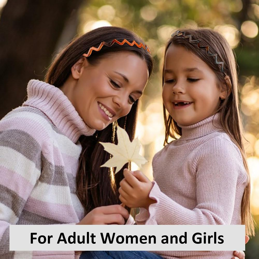 Leanockesa Set of 10 Plastic Zig Zag Headbands for Women and Men Wavy Toothed Hair Band, 90S Retro Tooth Comb Hairband Hoop Accessories, Unisex Fashion Hair Hoops