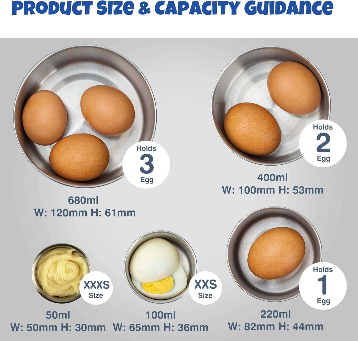 Homotte 304 Stainless Steel Containers with Lids Small for Lunch, Leak-Proof Stainless Steel Food Storage Containers for Back to School Kids, 5 Pack Stackable (2Oz, 4Oz, 8Oz, 14Oz, 24Oz)