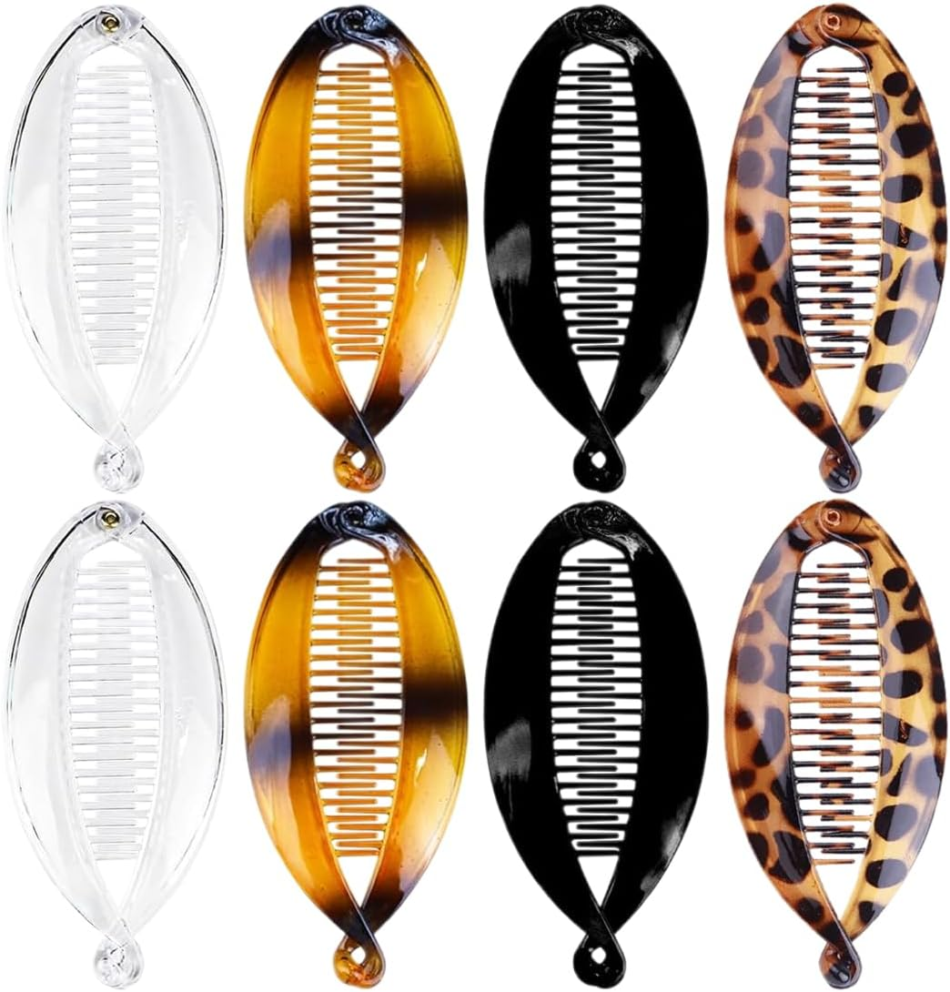 Pack of 8 Vintage Fishtail Hair Clips, Banana Clip, Fishtail Hair Clip, Non-Slip Hair Clip, Curly or Straight Hair, for Decoration or Solid Hair image number 2