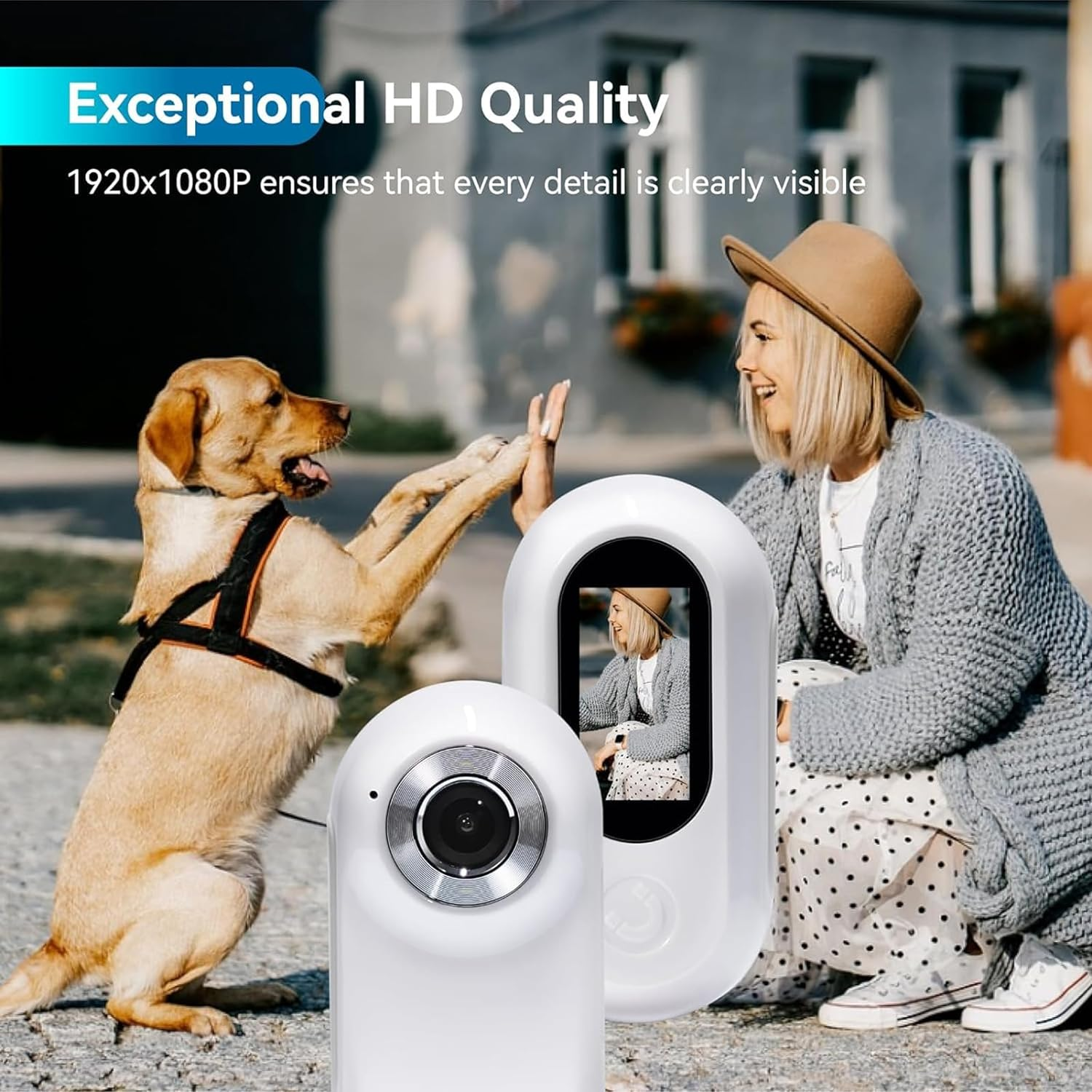 Cat Collar Camera, No Wifi Needed, 120 Degree Wide Angle Home Pet Cameras, Mini Action Camera with Video Records, Indoor Outdoor Pet Cam, Birthday Gifts for Cats Dogs (White)