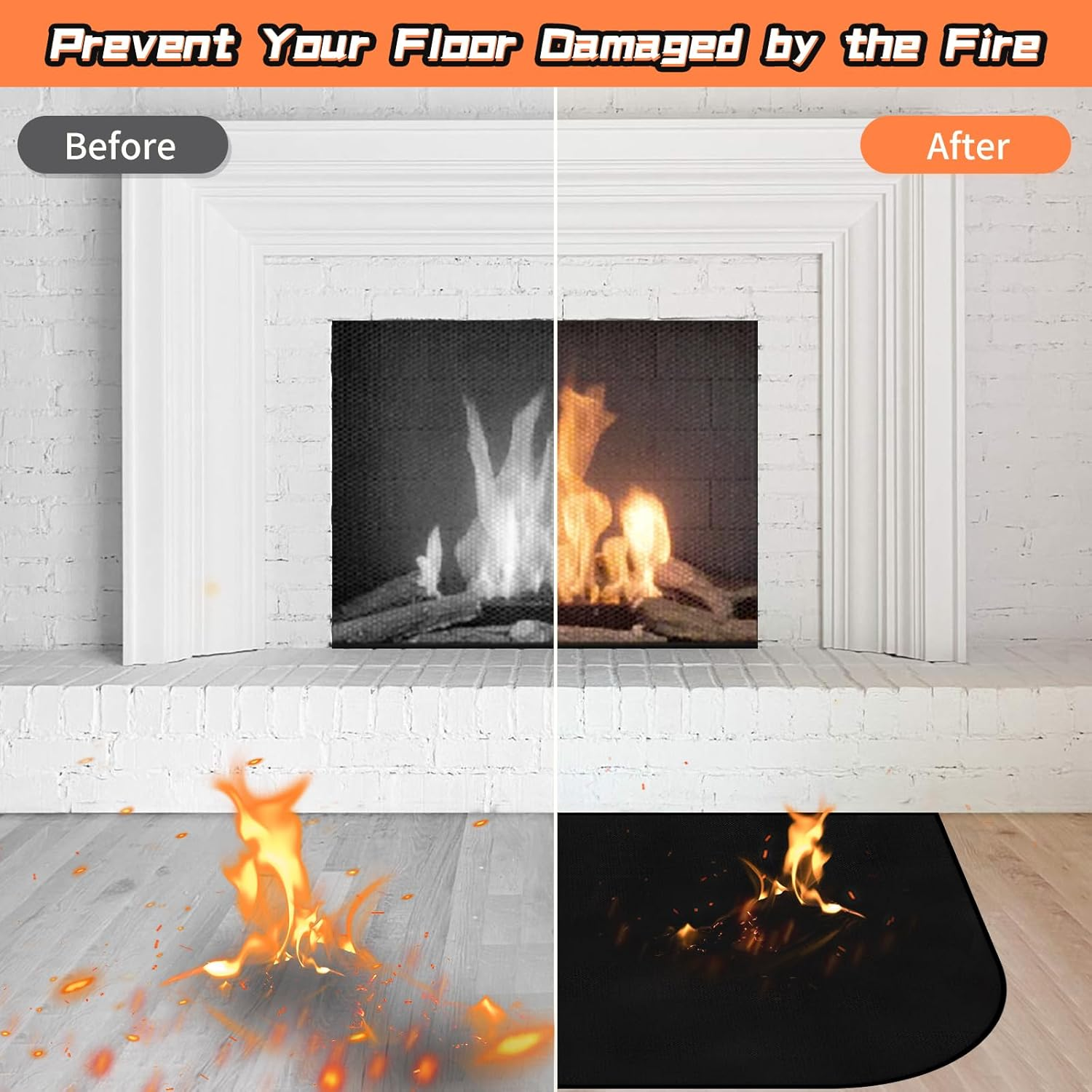 Fireproof Hearth Mat - D Shape, 36" X 24", Fire Resistant for Fireplaces & Woodstoves image number 2