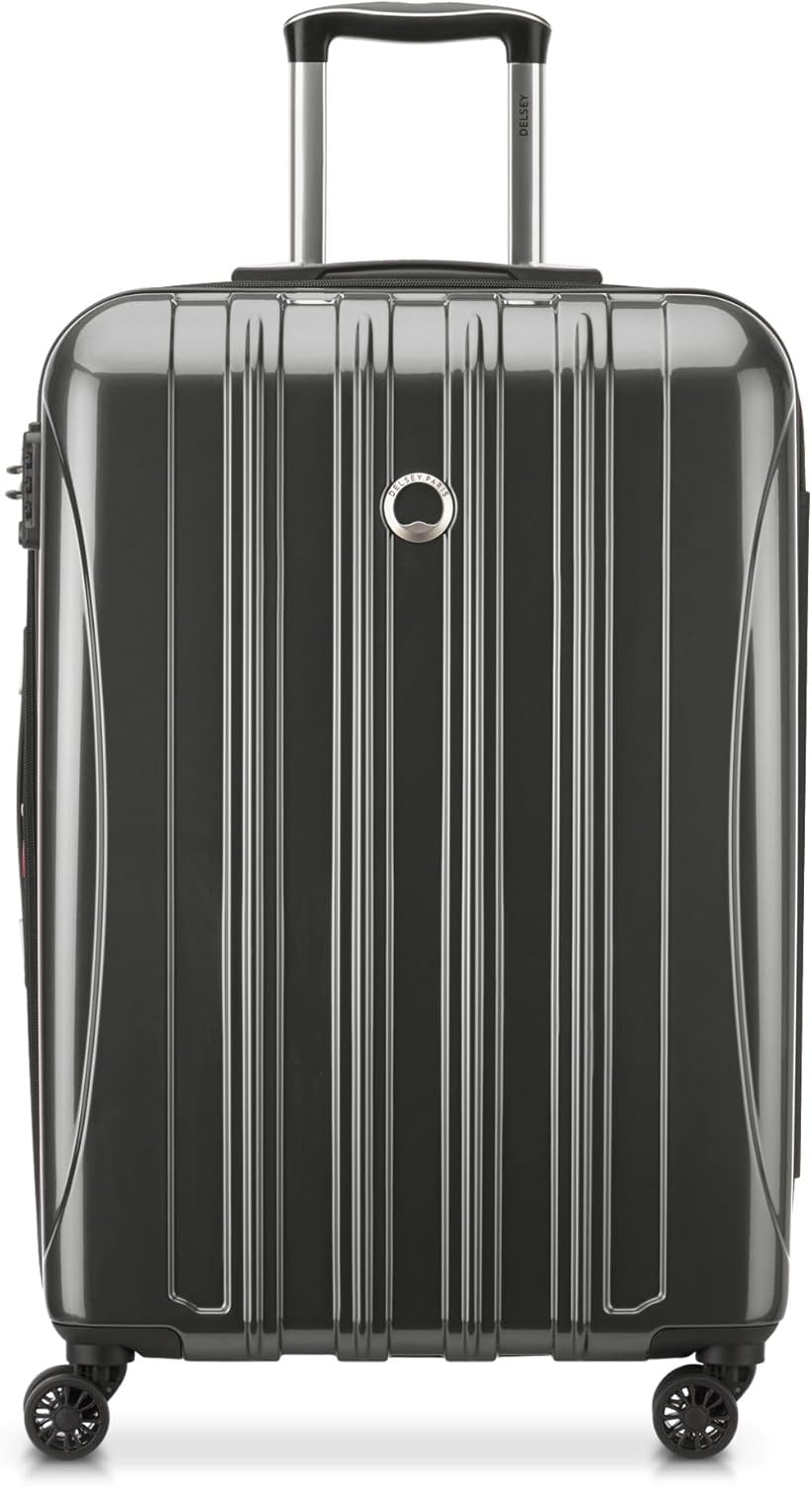 DELSEY Paris Helium Aero Hardside Expandable Luggage with Spinner Wheels, Brushed Charcoal, Checked-Medium 25 Inch, Helium Aero Hardside Expandable Luggage with Spinner Wheels
