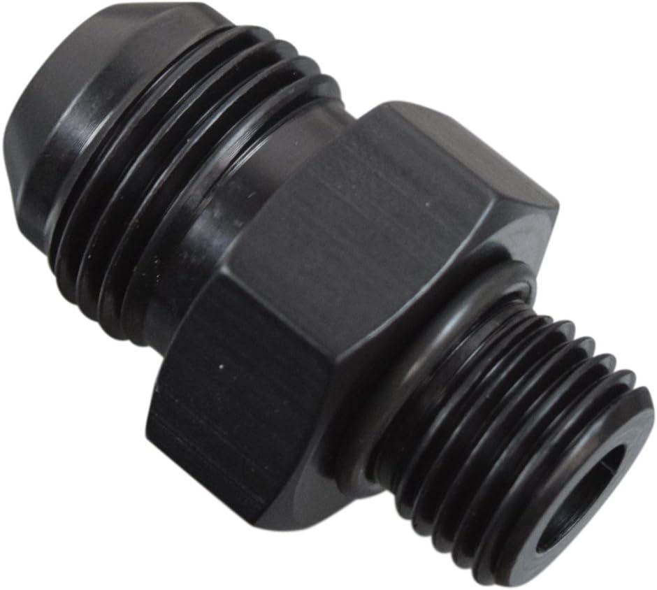 -8AN Flare to 6 Oring ORB Male Fuel Pump Rail Adapter Fitting Flare Hose F08AN060R Army Navy Plumbing Oil Straight Thread Regulator Port Fluid End Black Anodized image number 2