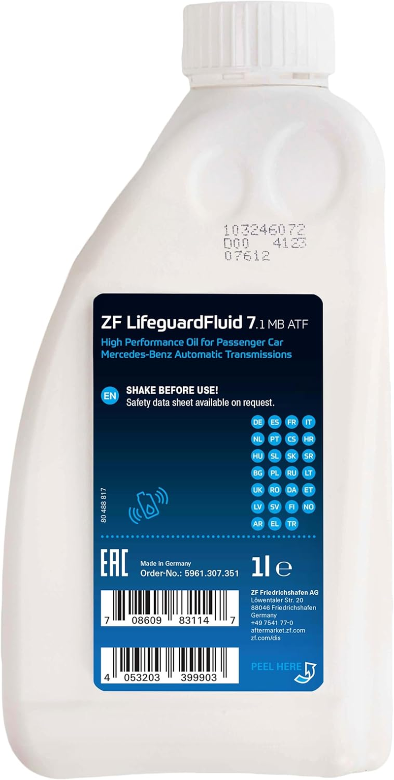 ZF Lifeguard Fluid 7.1 MB ATF Automatic Transmission Fluid, 1 Litre 5961.307.351 image number 2