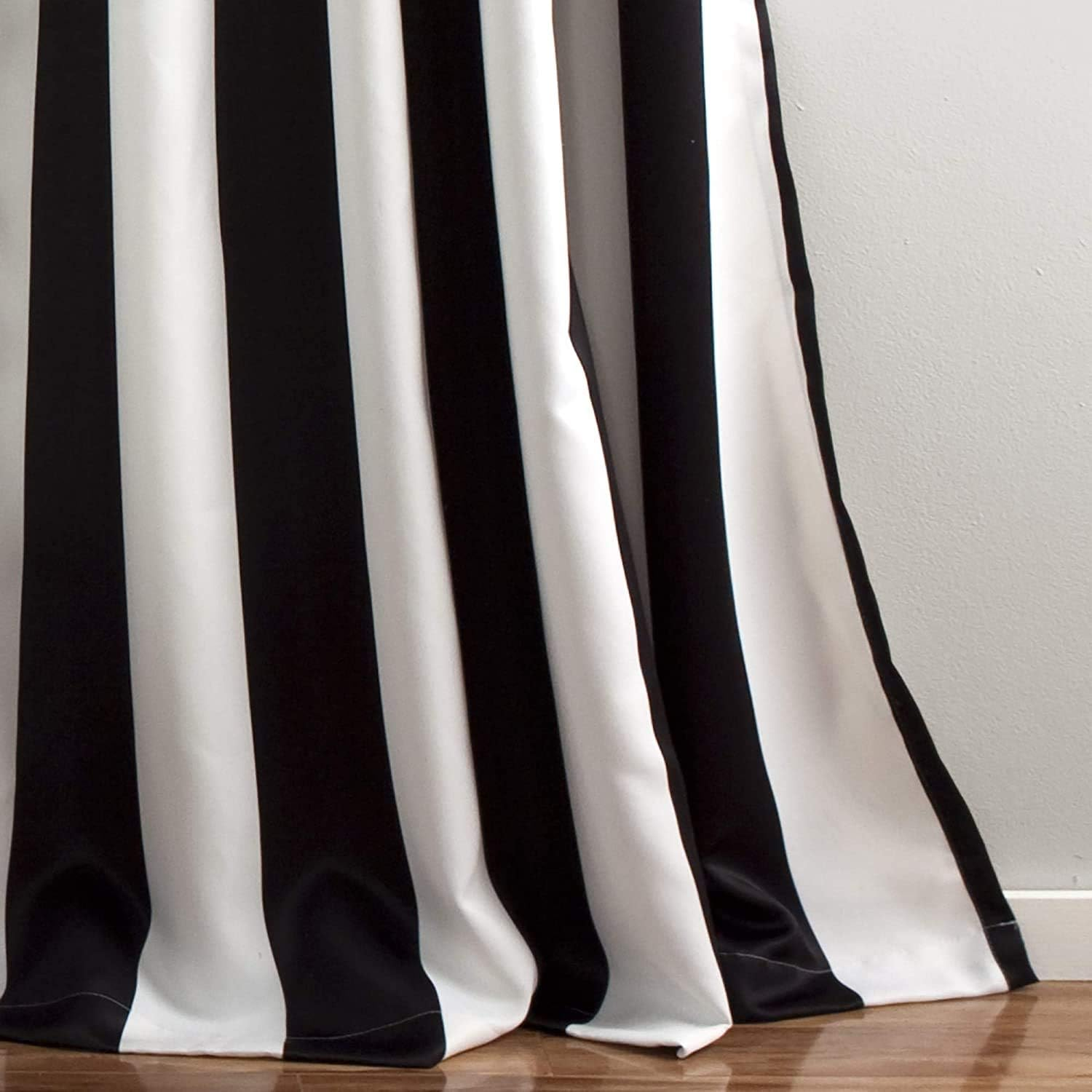 Lush Decor, Black Wilbur Stripe Light Filtering Window Curtain Panel Pair, 108" X 52", 52" W X 108" L image number 7