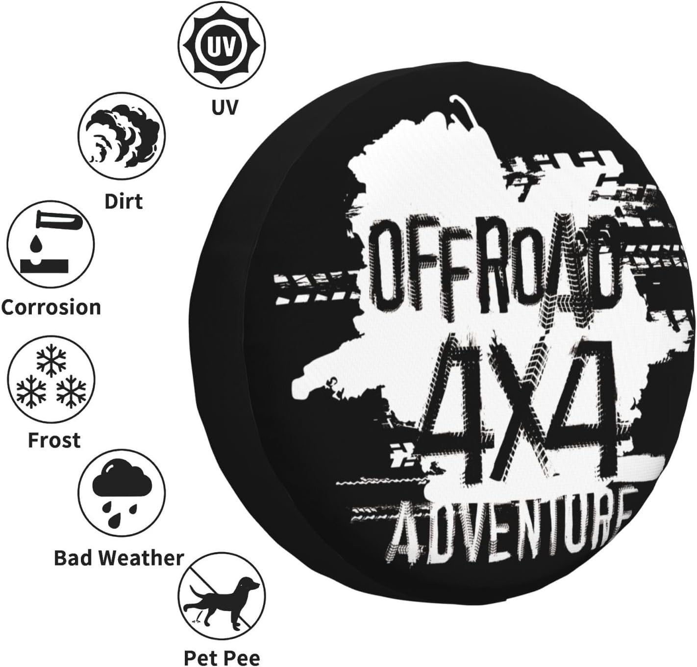 Universal Replacement Wheel Cover off Road 4X4 Adventure Waterproof Spare Wheel Cover Dustproof Tyre for Trailer, Motorhome, SUV, Off-Road Vehicle Wheel 17 Inch image number 4