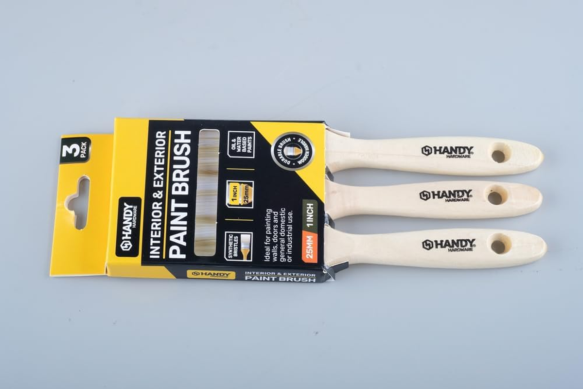 Handy Hardware Wooden Handle Paint Brush, 25 Mm Size (Pack of 3) image number 3