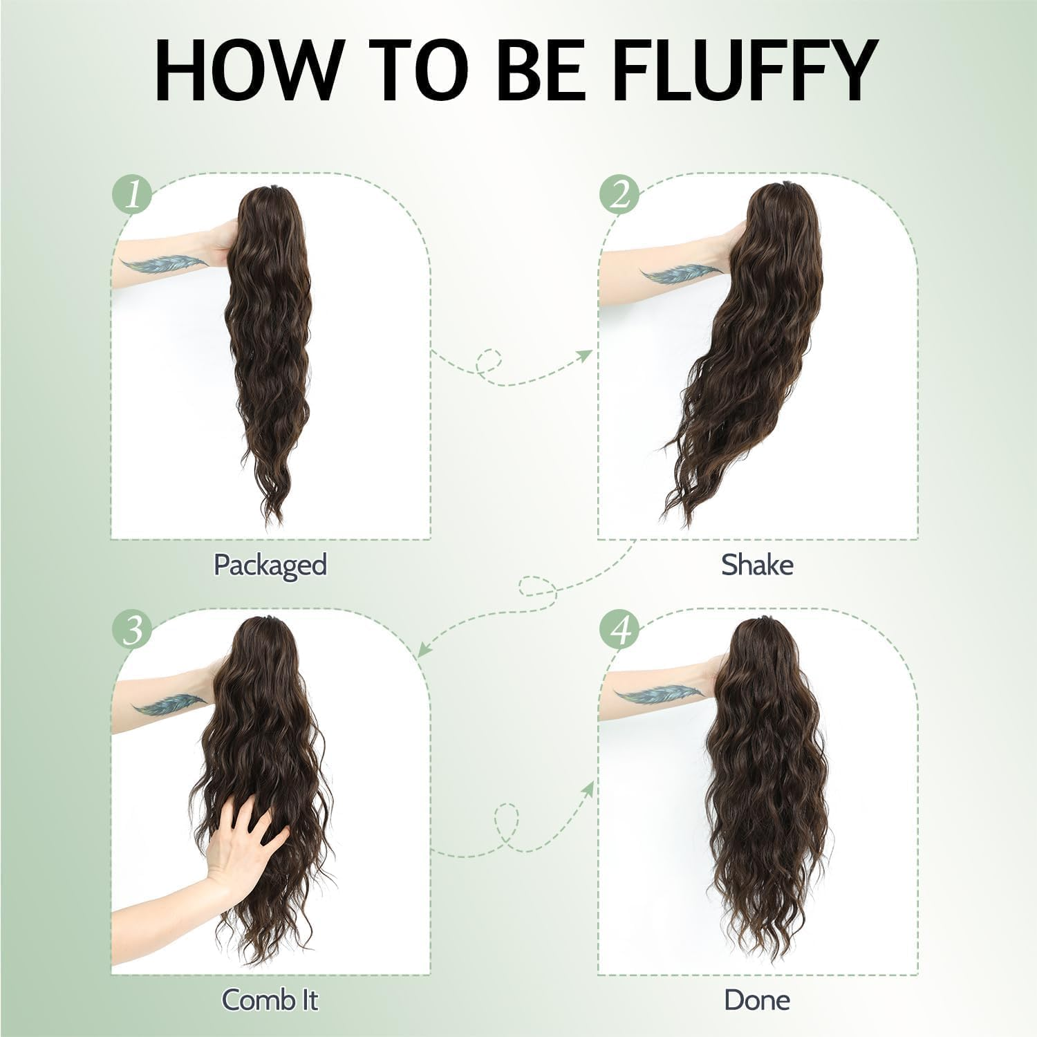 Fine plus Claw Clip Ponytail Extension, 45 Cm Long Curly Ponytail Extension Brown Synthetic Wavy Extensions Clip in Ponytail Hairpieces for Women image number 1