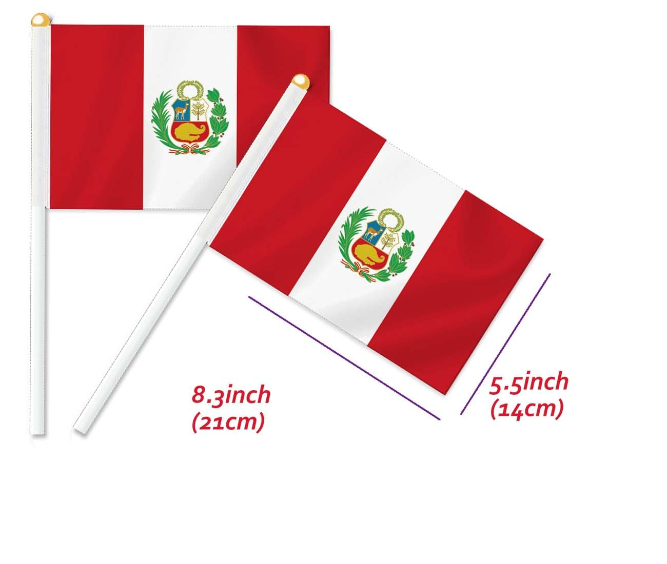 10 PCS Peru Handheld Small Flag, Peruvians Hand Held Mini Decor Decoration Banner image number 3