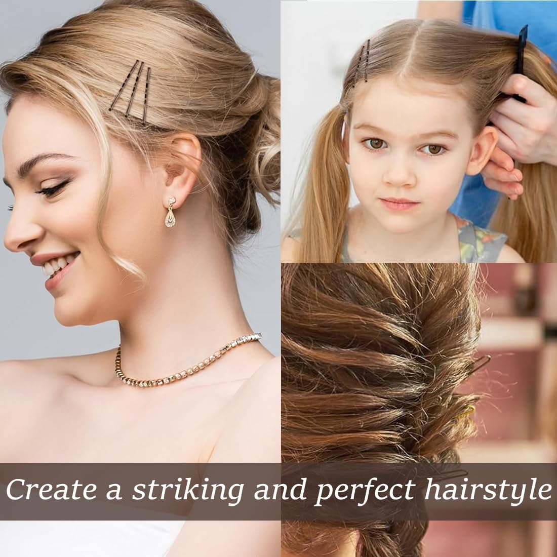 OUDQFCJ Pack of 100 Mini Hair Pins, Bobby Pins, Small Wavy Hair Pins, Metal Hair Clips for Women, Girls, Children, Buns, Long Straight Hair (5 Cm) (Brown and Black) image number 5