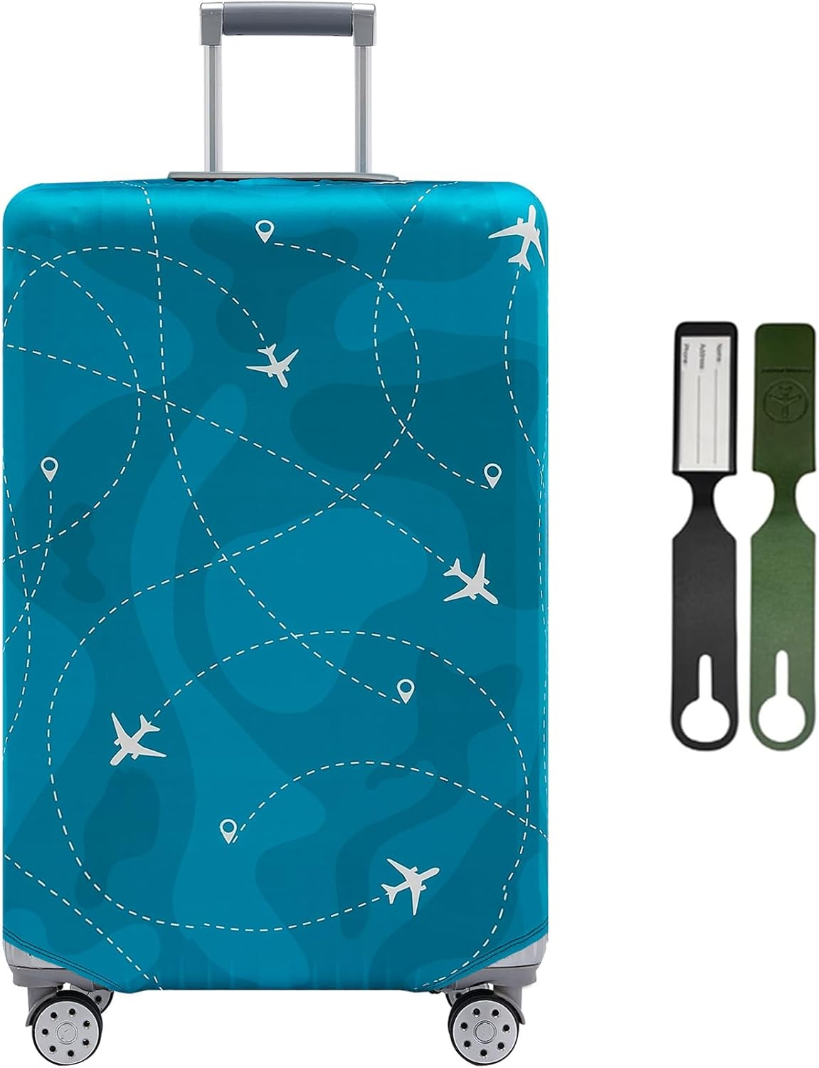 ZANZER Suitcase Cover Protector with Luggage Tag for 26-32 Inch, Elastic Dust Luggage Cover for Suitcase, Washable Thickened Anti-Scratch Travel Accessories ((Fit 26-28 Inch) L)