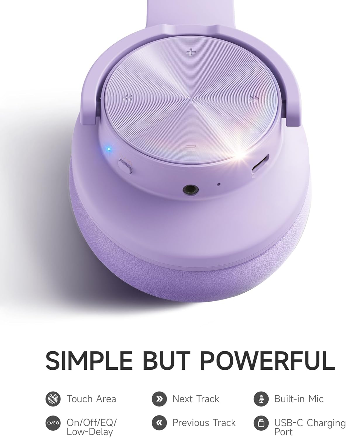 Picun B8 Headphones, Wireless Bluetooth, 120H Bluetooth Headphones, 3EQ Music Mode, Hands-Free Calls, Deep Bass Headphones for Travel, Home, Office, Mobile Phone PC (Purple) image number 5