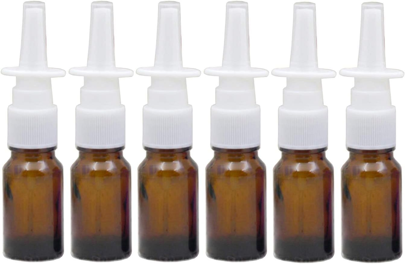 6Pcs 10Ml/0.34Oz Glass Nasal Spray Bottles - Portable Empty Refillable Fine Mist Sprayers Atomizers Cosmetic Makeup Perfume Storage Container Vials(Brown)