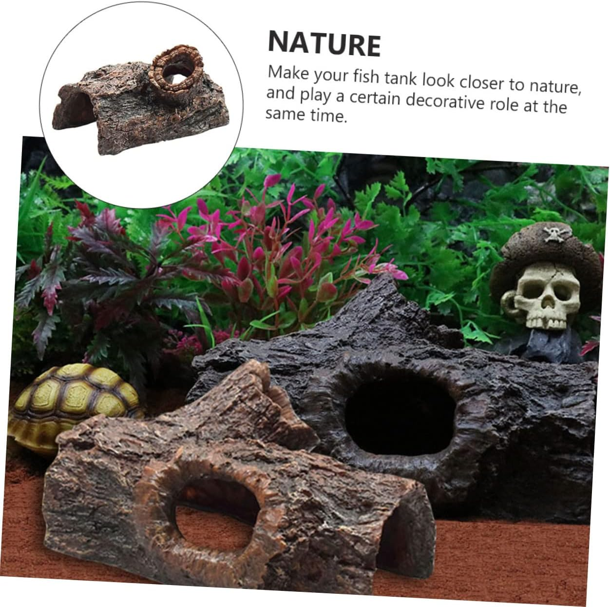 GANAZONO Bark Shape Resin Aquarium Decoration Natural Fish Tank Ornament for Reptile Box Easy Care Safe for Pets Vivid Underwater Scene Enhancer for Aquariums and Tanks image number 6