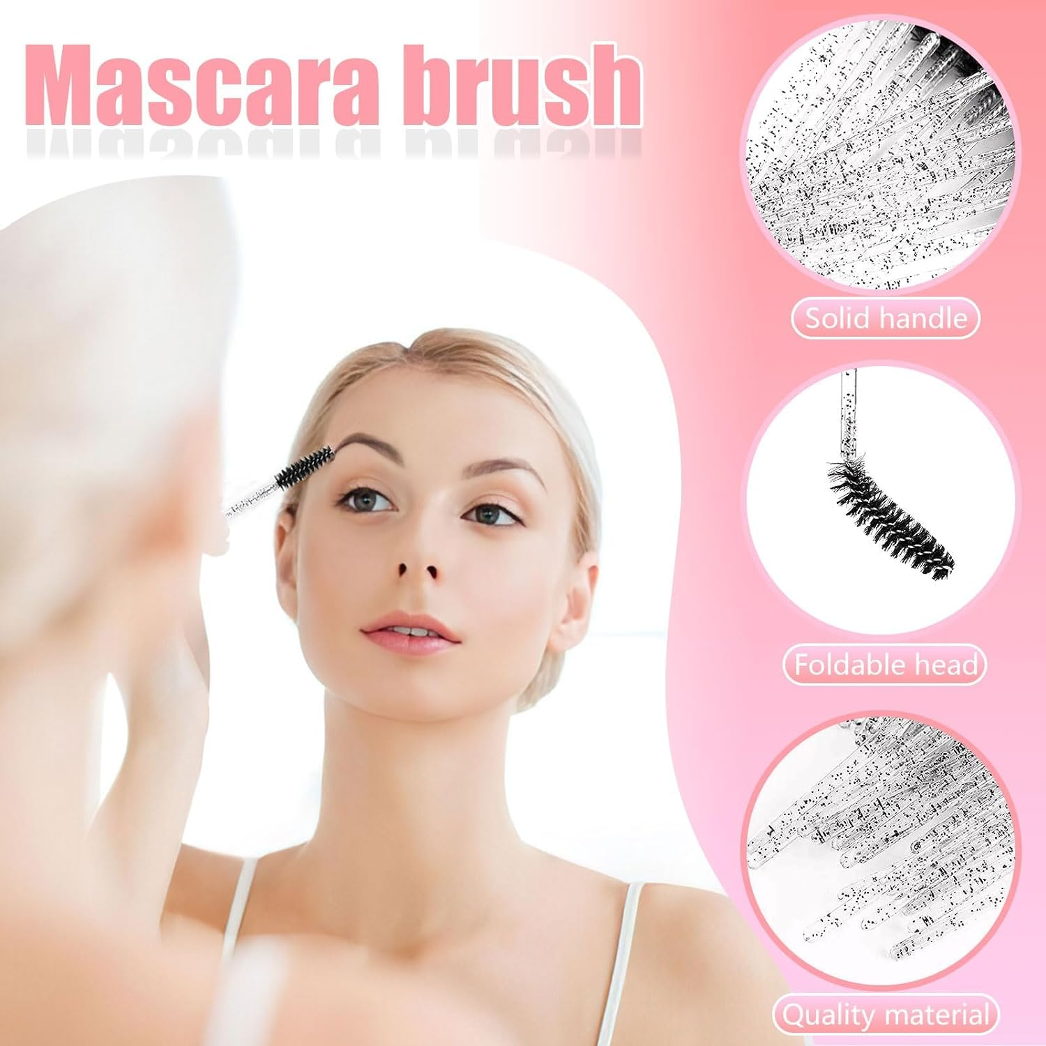 Eyelash Brush,100Pcs Mascara Wands, Disposable Eyelash Brushes, Crystal Lash Wands for Eye Lash Extension, Eyebrow and Makeup (Black) image number 1