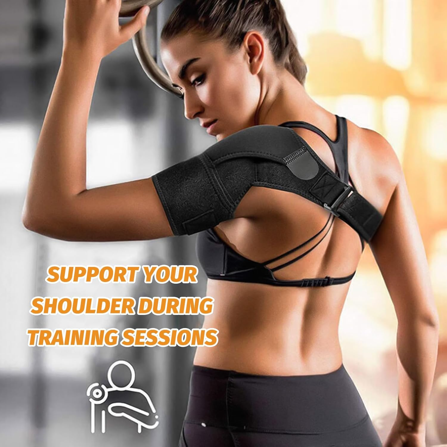 Shoulder Support Brace with Pressure Pad for Men & Women &ndash; Relief for Torn Rotator Cuff, Tendonitis, Dislocation, AC Joint, Bursitis, Labrum Tear, and Shoulder Pain &ndash; Universal Fit for Left or Right Shoulder, Adjustable image number 6