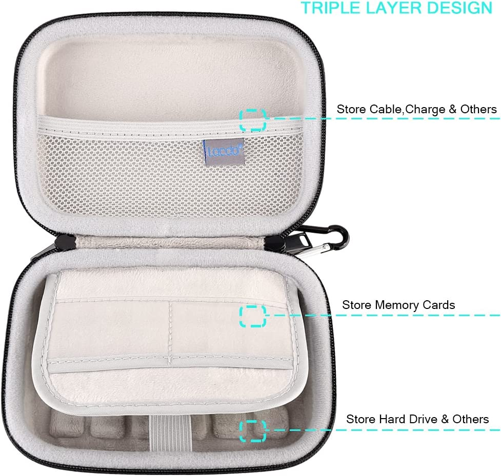 Lacdo EVA Shockproof Hard Drive Case for Western Digital WD My Passport Ultra WD Elements Gaming Drive Portable External Hard Drive 1TB 2TB 3TB 4TB 5TB USB 3.0 USB-C 2.5" HDD Travel Storage Bag, Blue image number 5