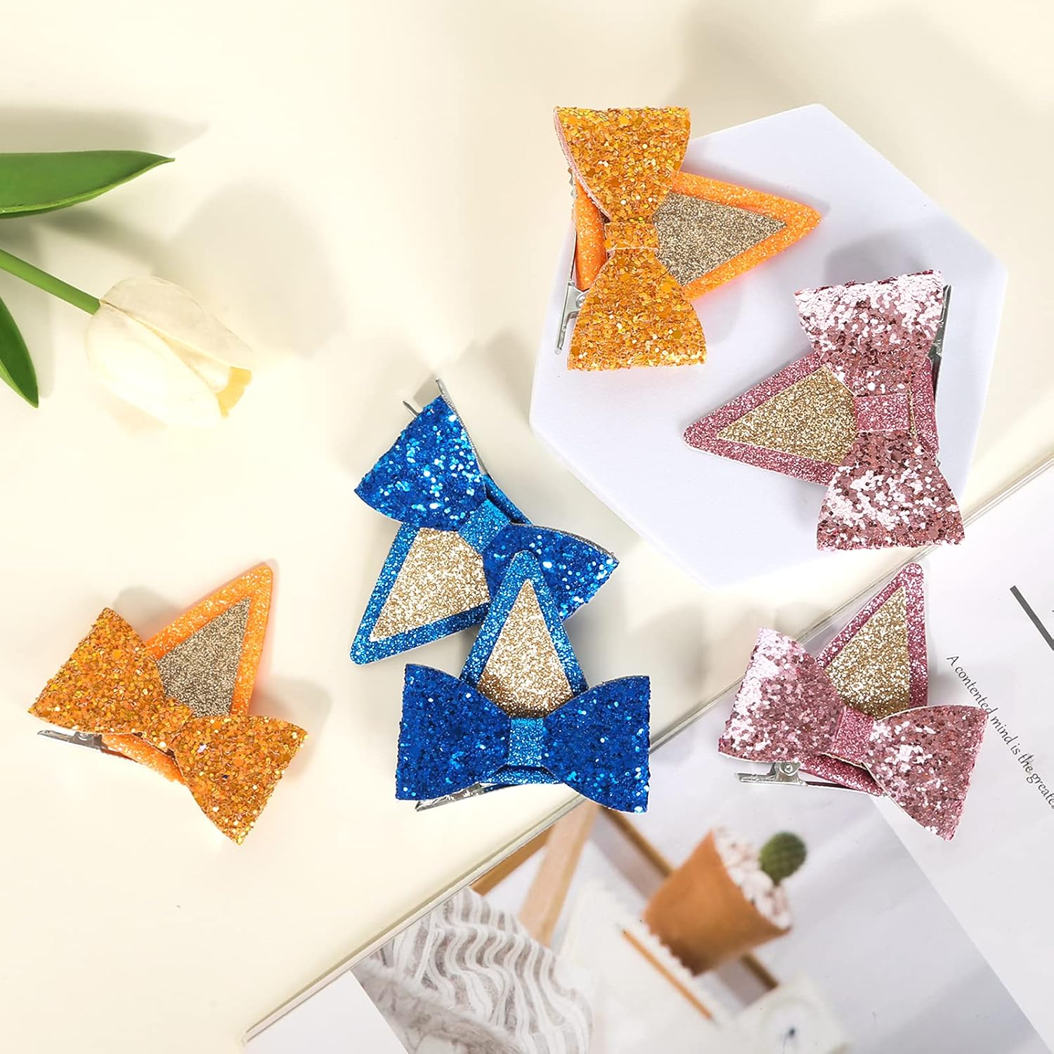 IKUHRMO Blue Ears Hair Clips, 1 Pair Glitter Hair Barrettes for Toddler Girls Birthday Decorations Halloween Costume Cosplay Accessories Party Supplies (Blue) image number 4