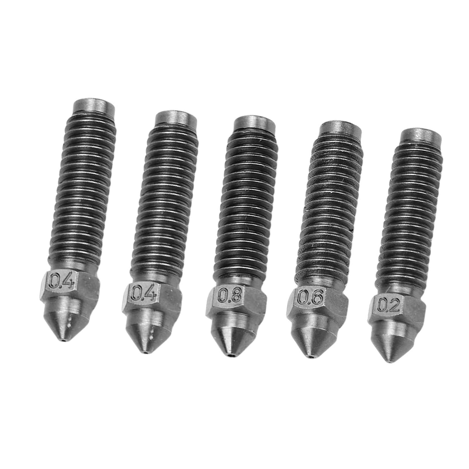 Jectse Carbon Hardened Steel 3D Printer Nozzle Set for High Speed Printing and Multi Material Compatibility, 5Pcs Replacement Nozzle Kit for ELEGOO, PLA/ABS/TPU Printers image number 4