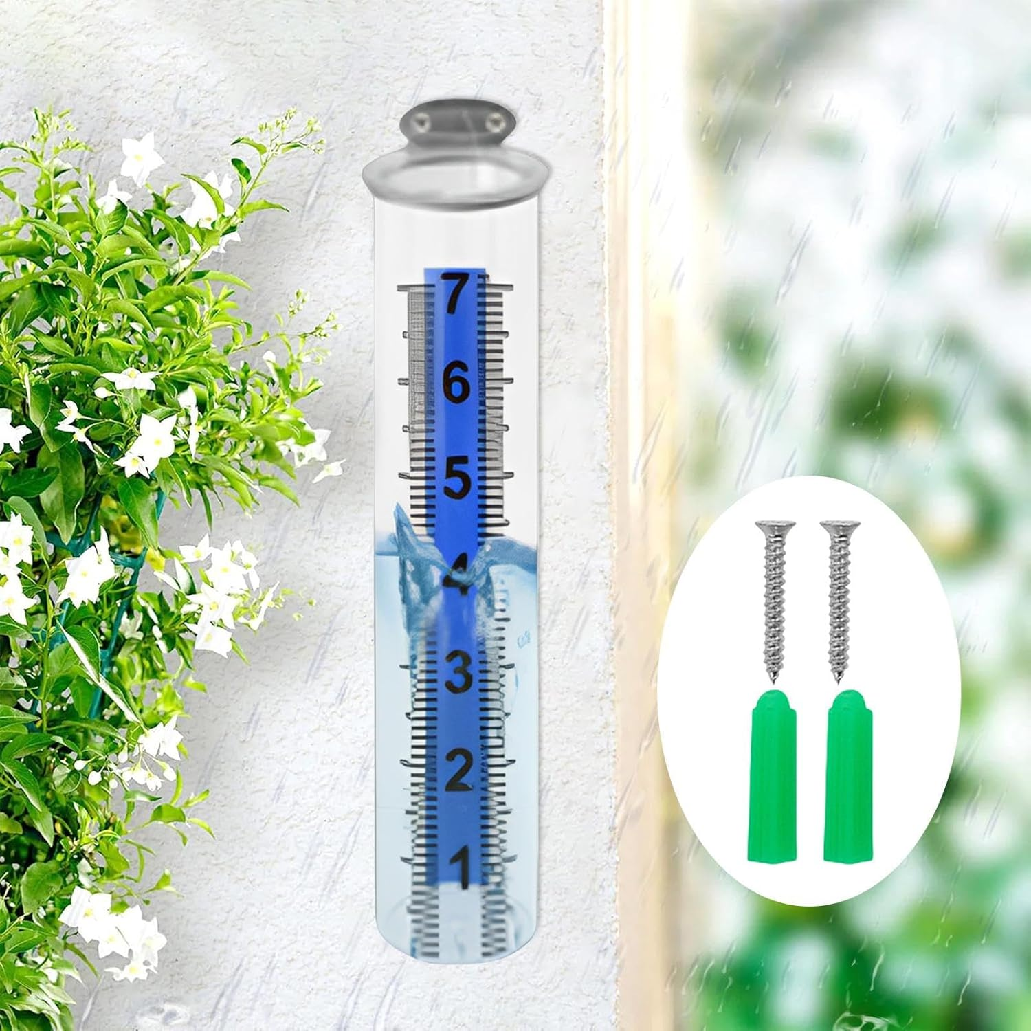 Outdoor Rain Gauge - Precision Rain Measure Tool,Real-Time Rainfall Gauge for Deck Garden Yard Outdoors Patio Lawn Fence Farm