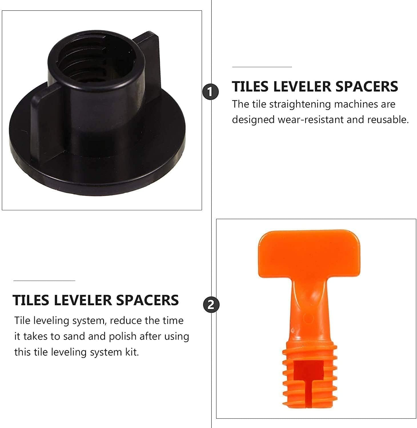 Walquicks 50Pcs Reusable Tile Leveler Spacers Kit with Special Wrench, Tile Leveling System for Floors and Walls - DIY Tiling Installation Tool for Building & Renovation image number 3