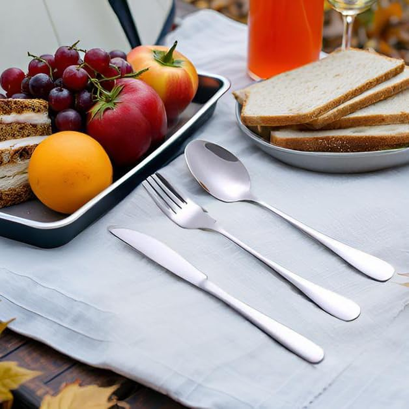 Tongke Portable Stainless Steel Cutlery Set with Storage Case - Durable Travel Utensils for Hiking, Office, Picnic (Knife, Spoon, Fork) - Dishwasher Safe & Compact Outdoor Eating Kit (Black) - Black image number 6