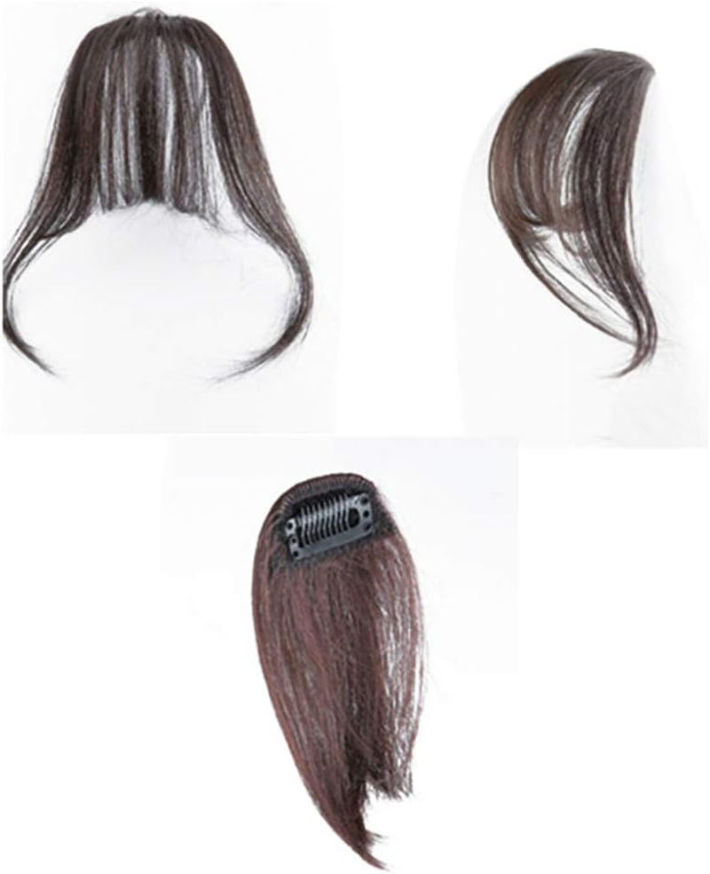 Natural Synthetic Hair Extension with Bangs and Mini Fashion Bangs with Clip (Dark Brown) - Dark Brown image number 6