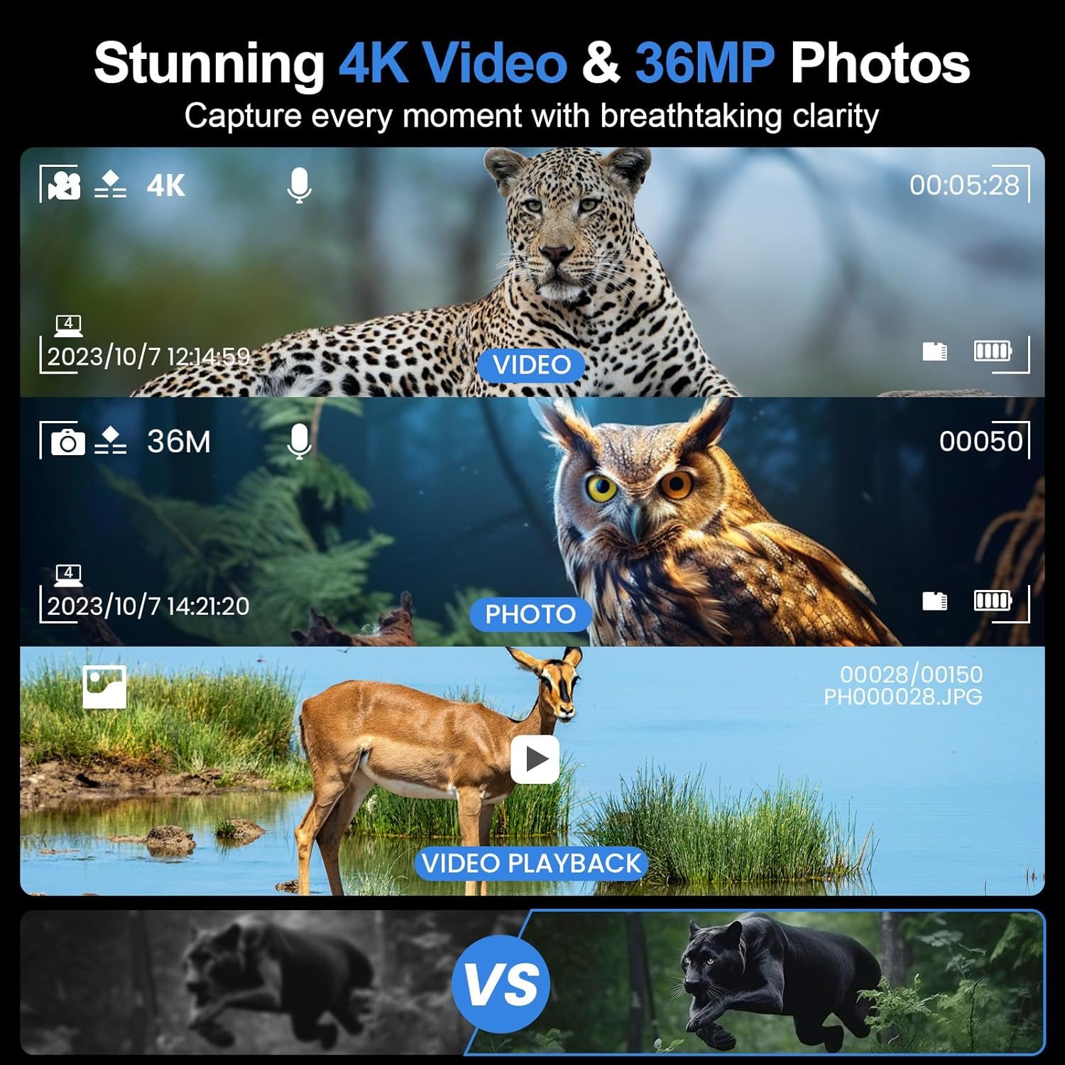 Night Vision Goggles, 4K Infrared Binoculars with Camera, 9 Gear Night Vision with 5000Mah Battery, 16X Digital Zoom Nightvision with 32GB TF Card, 3.5" HD Binoculars Gift for Mens - Light Gray image number 6