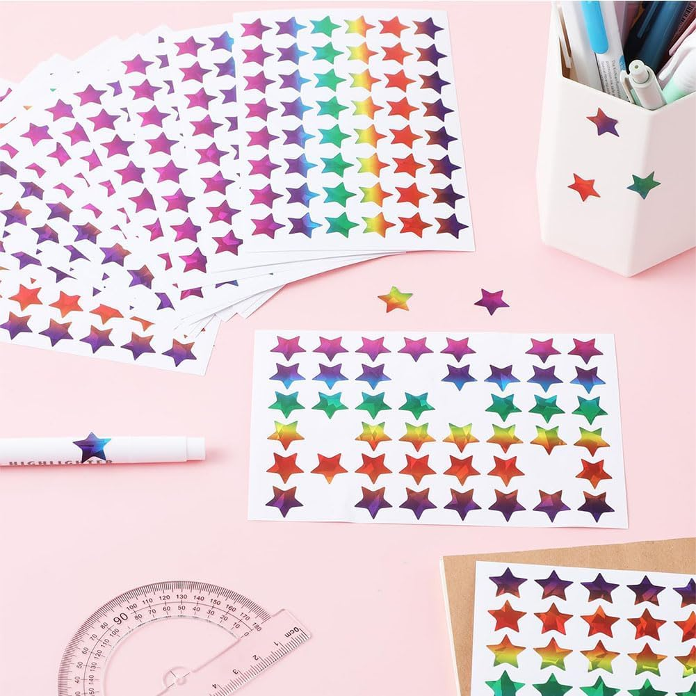 1920 Holographic Rainbow Small Star Stickers for Kids Reward, Gradient Star Stickers Cute Stickers for Crafts Classroom Office, Self-Adhesive Reward Stickers Incentive Stickers for Behavior image number 2