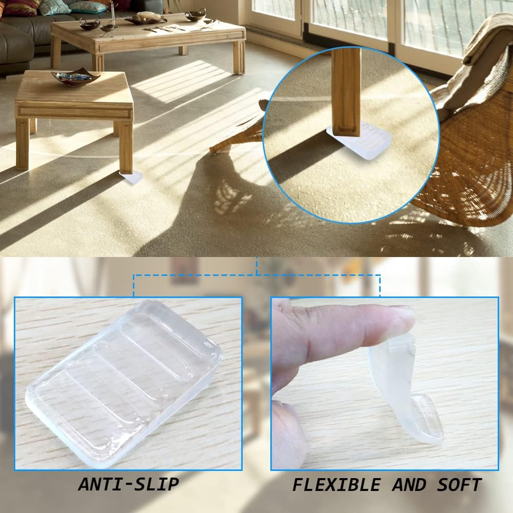 Modixun 16Pcs Soft Clear Furniture Leveling Wedges, Heavy-Duty Rubber Table Shims, Non-Slip Stackable Leveling Shims for Bed, Toilet, Desk, 0.19In /5Mm Height image number 1