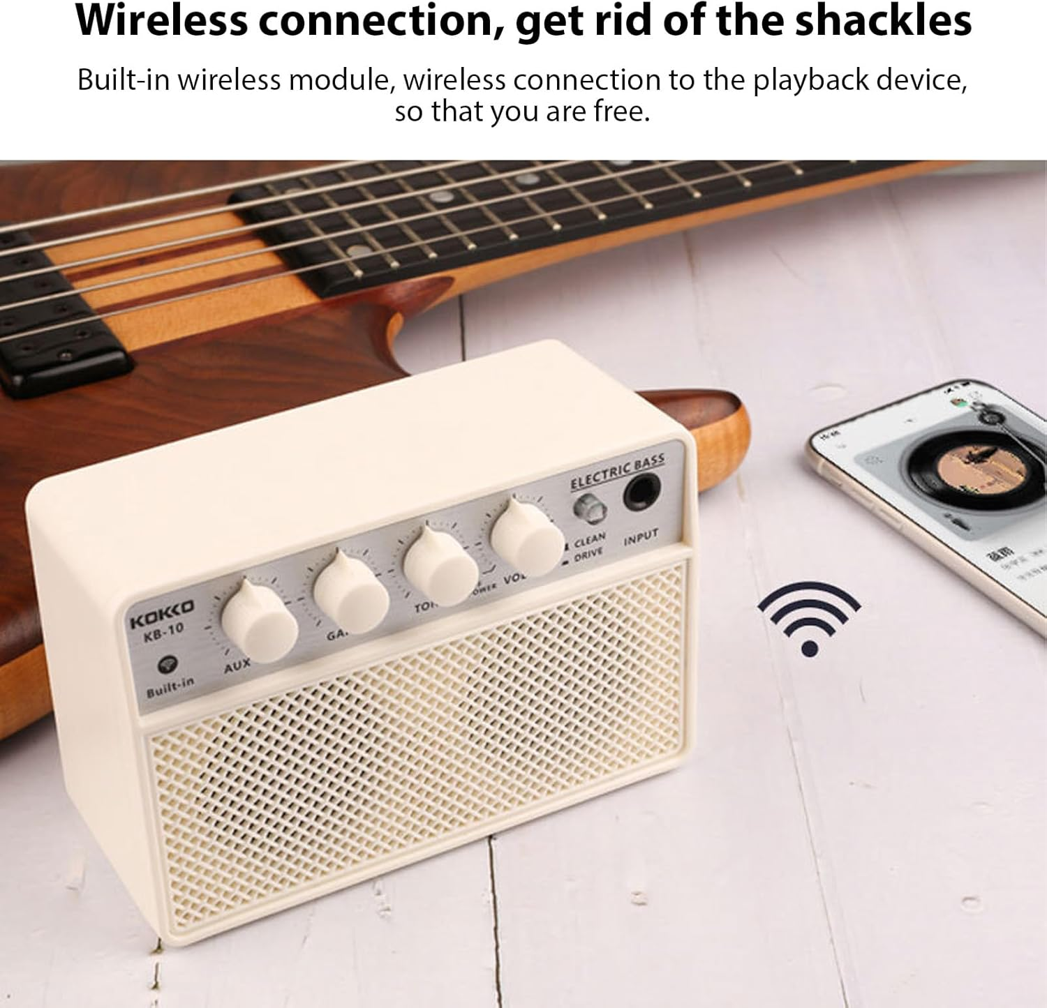 10W Small Electric Bass Amp Portable Bass Guitar Practice Speaker for Daily Practice Street Performances Rechargeable Portable O Supports Bt/Headphone Connection 6.35Mm Interface Plug And image number 3