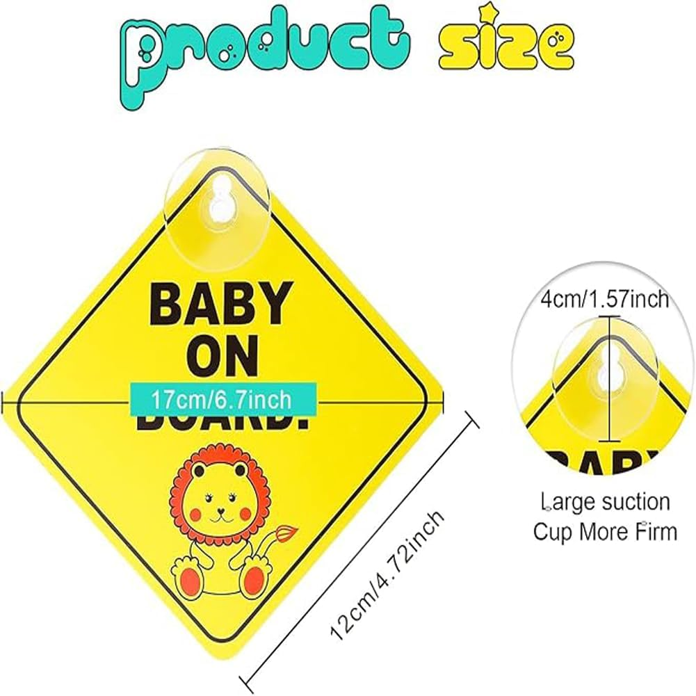 2Pcs Baby on Board Sign, Baby on Board Warning Signs with Suction Cups Baby Car Decal for Car Truck Van Window Bumper image number 2