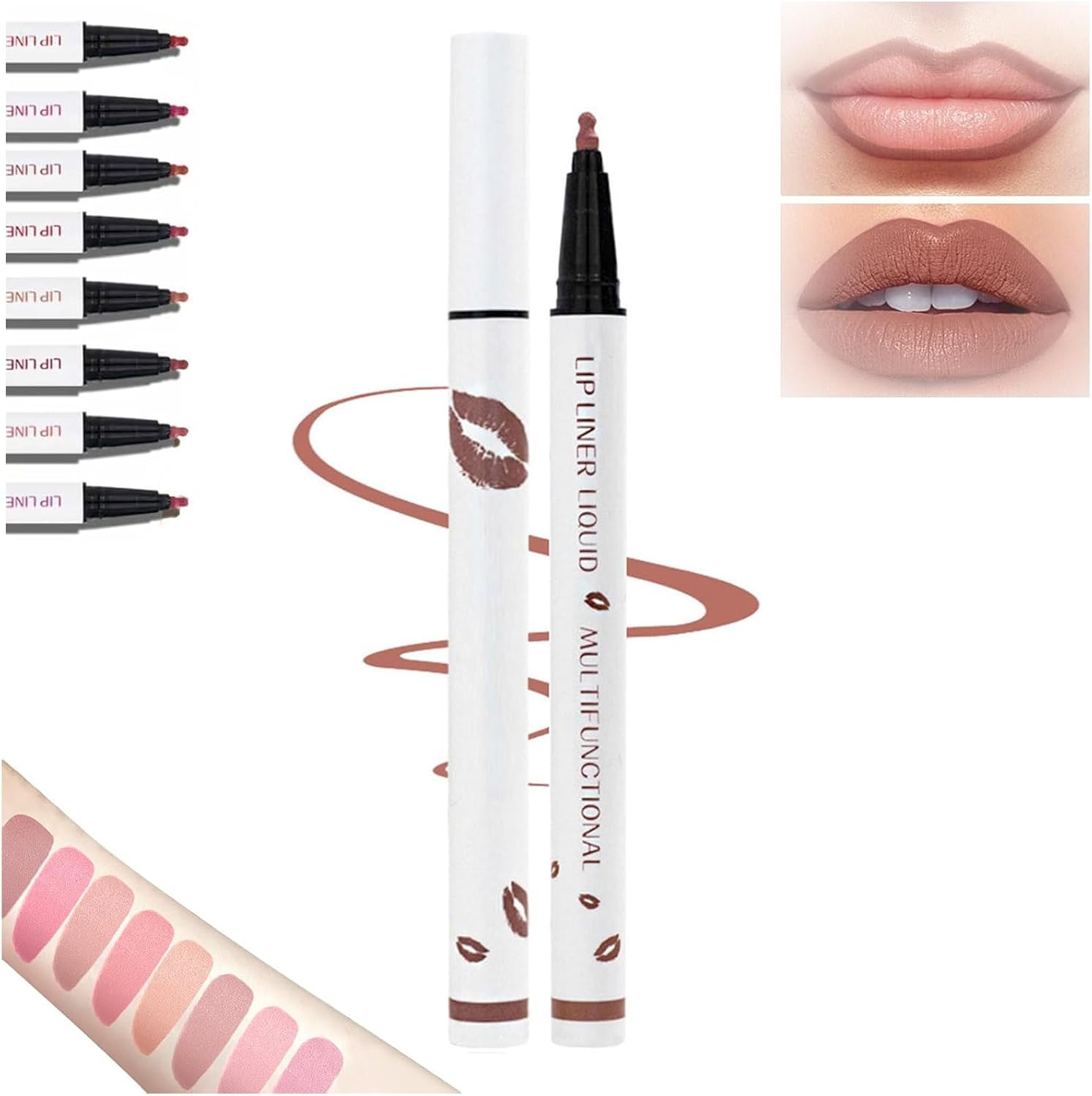 Cool Story Longwear Liquid Lip Liner, Cool Story Lip Liner Stain, Cool Story Long Lasting Lip Liner, Submarine Lip Liner, Liquid Lip Liner Pen, 2-In-1 Waterproof Longwear Liquid Lip Liner (08#)