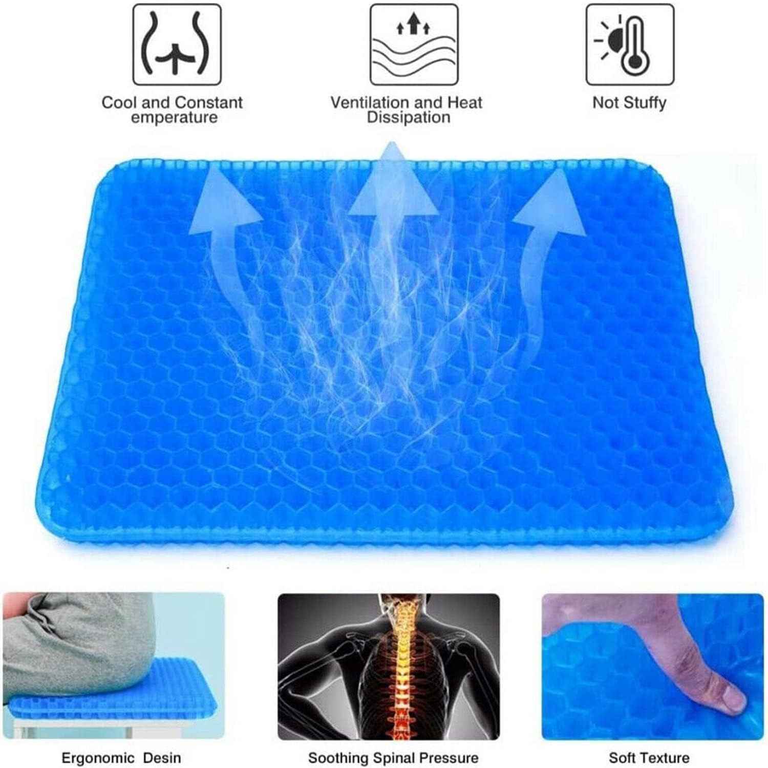 Yotsuba Gel Seat Cushion, Gel Honeycomb Seat Comfort Cushion - Ultimate Back Support and Pain Relief image number 5